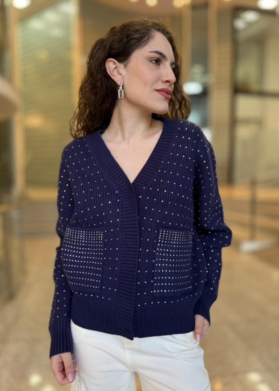 CARDIGAN GLIMMER AZUL MARINHO JOHN JOHN CARDIGAN GLIMMER AZUL MARINHO JOHN JOHN