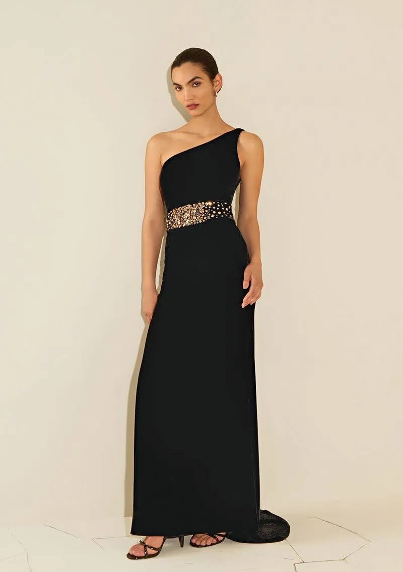 VESTIDO AJUSTADO UM OMBRO SO SEM MANGA LONGO PRETO MORENA ROSA VESTIDO AJUSTADO UM OMBRO SO SEM MANGA LONGO PRETO MORENA ROSA