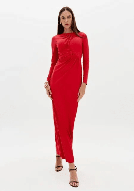 VESTIDO SUPER MIDI MANGA LONGA VERMELHO LANÇA PERFUME VESTIDO SUPER MIDI MANGA LONGA VERMELHO LANÇA PERFUME
