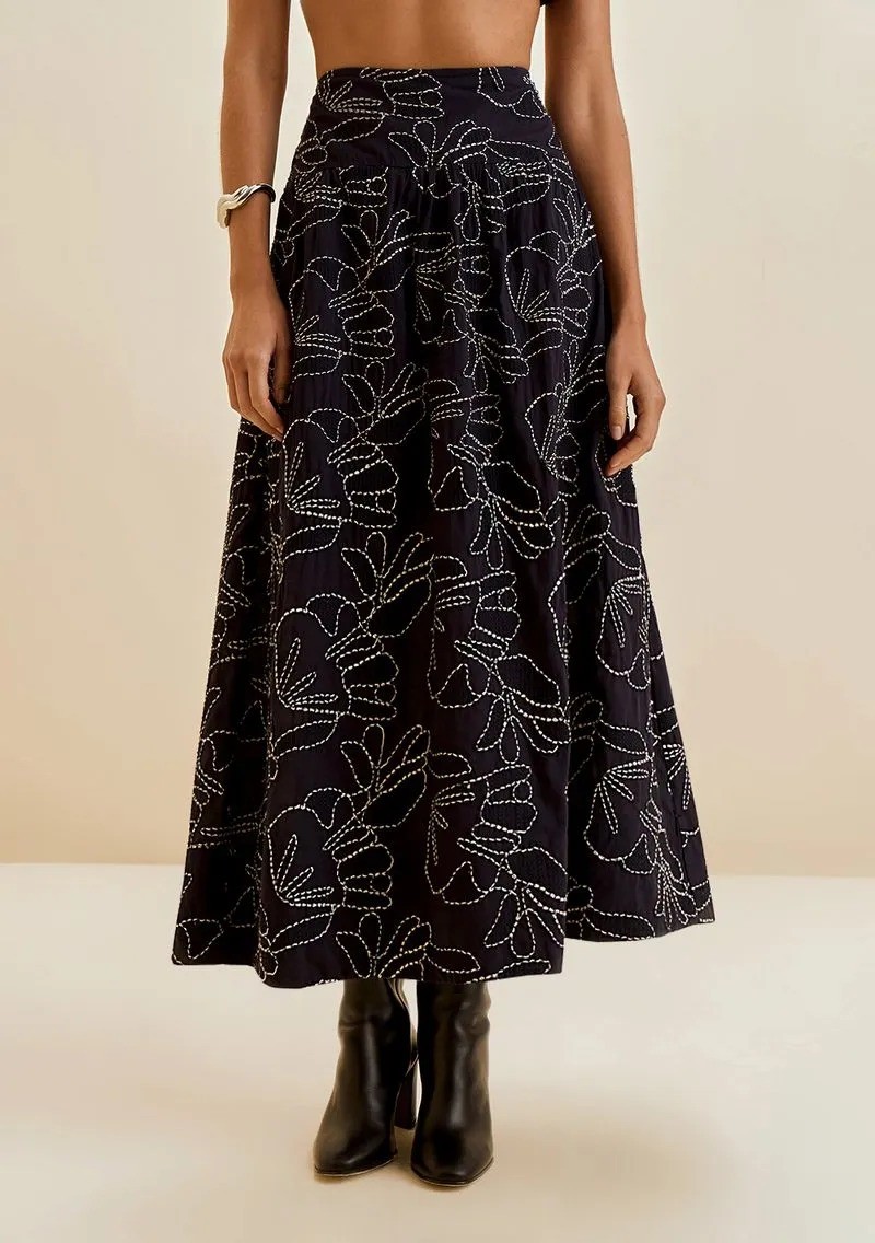 SAIA EVASE ALTA MIDI AZUL ESCURO MORENA ROSA