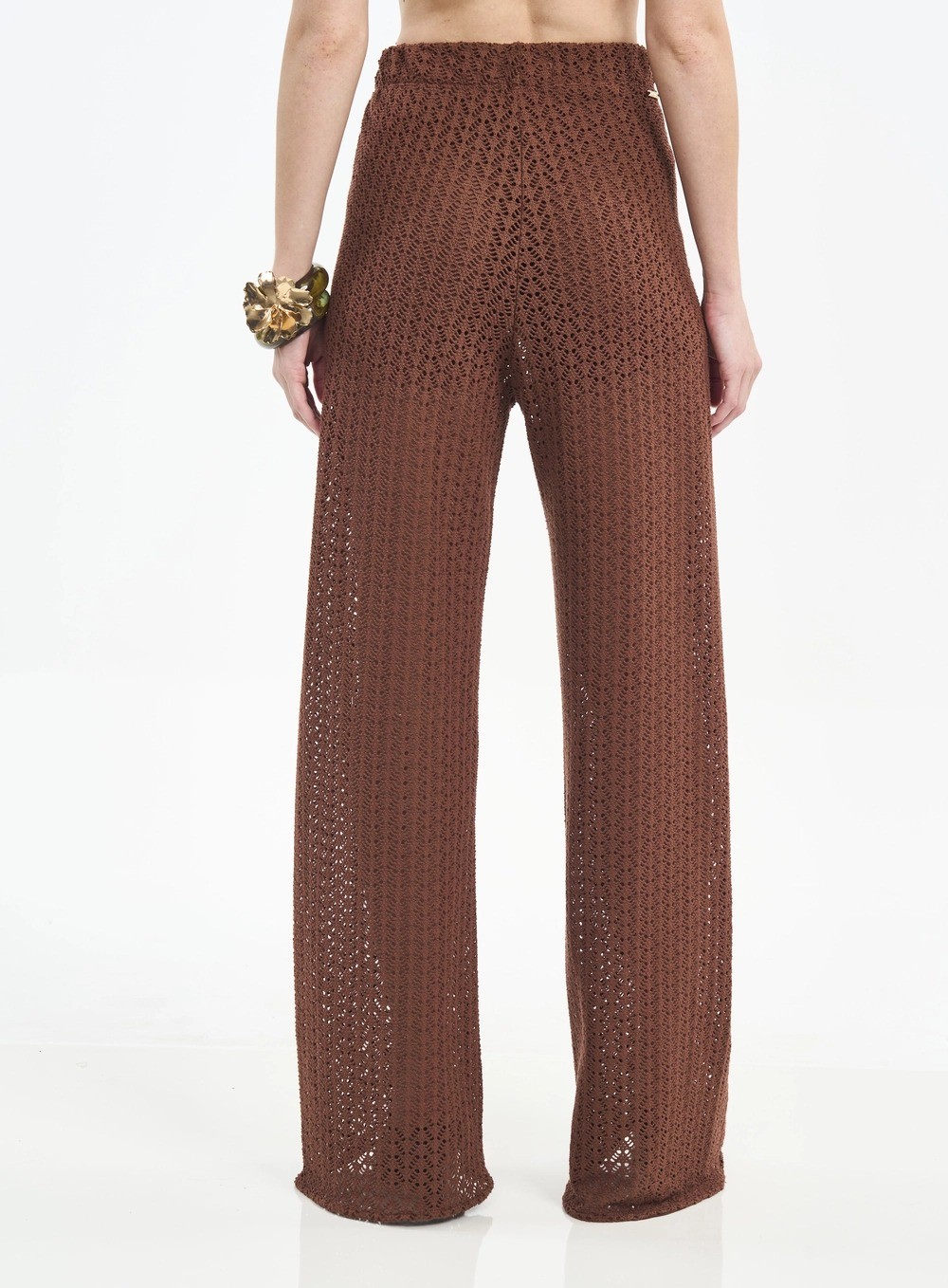 CALCA WIDE LEG COM TEXTURA MARROM TIRAMISU COLCCI CALCA WIDE LEG COM TEXTURA MARROM TIRAMISU COLCCI