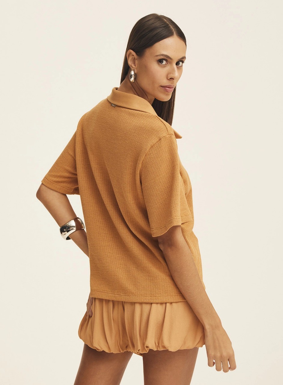 Blusa Gola Polo Com Textura Forum