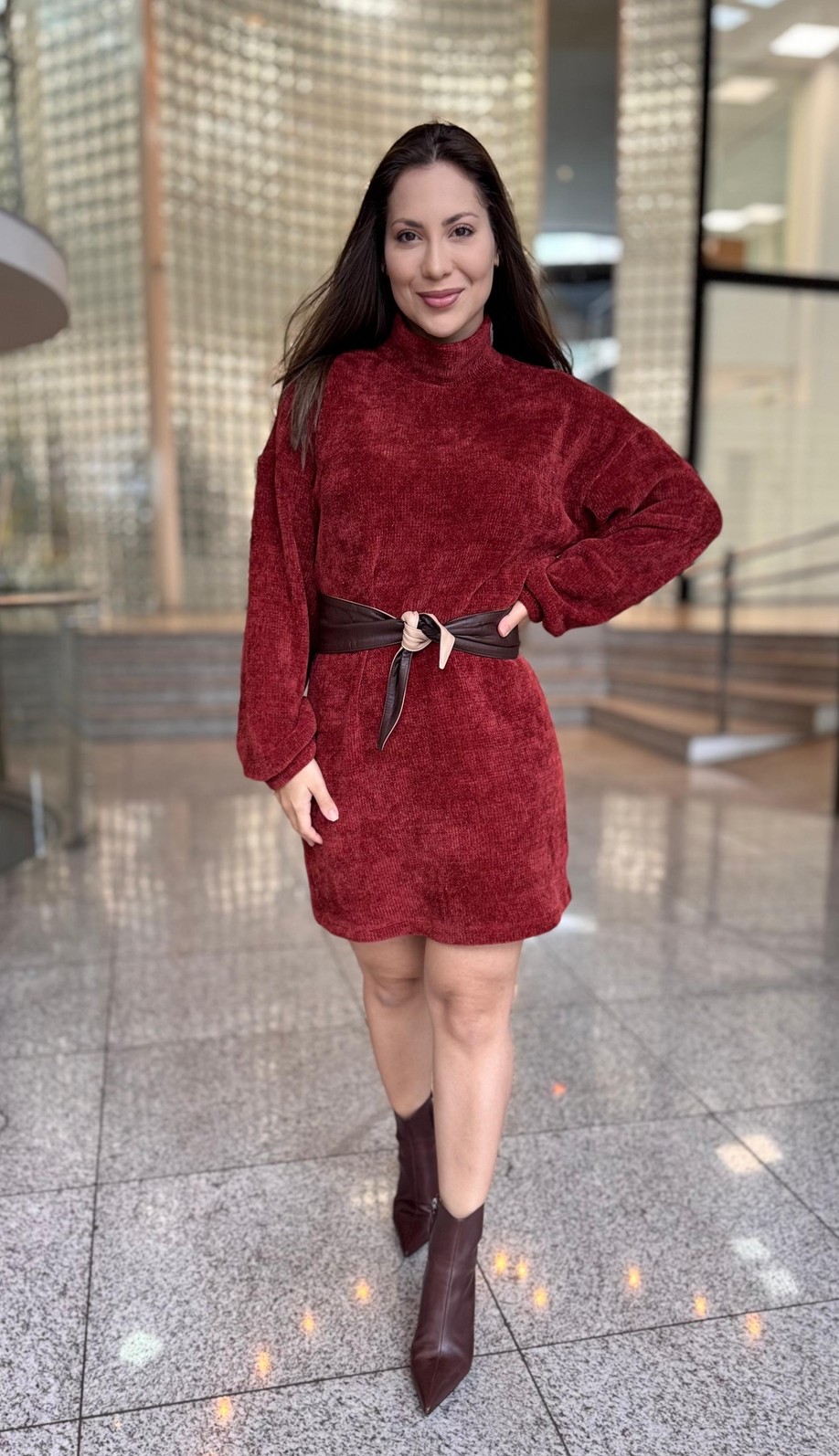 VESTIDO DE TRICOT GOLA MORENA ROSA