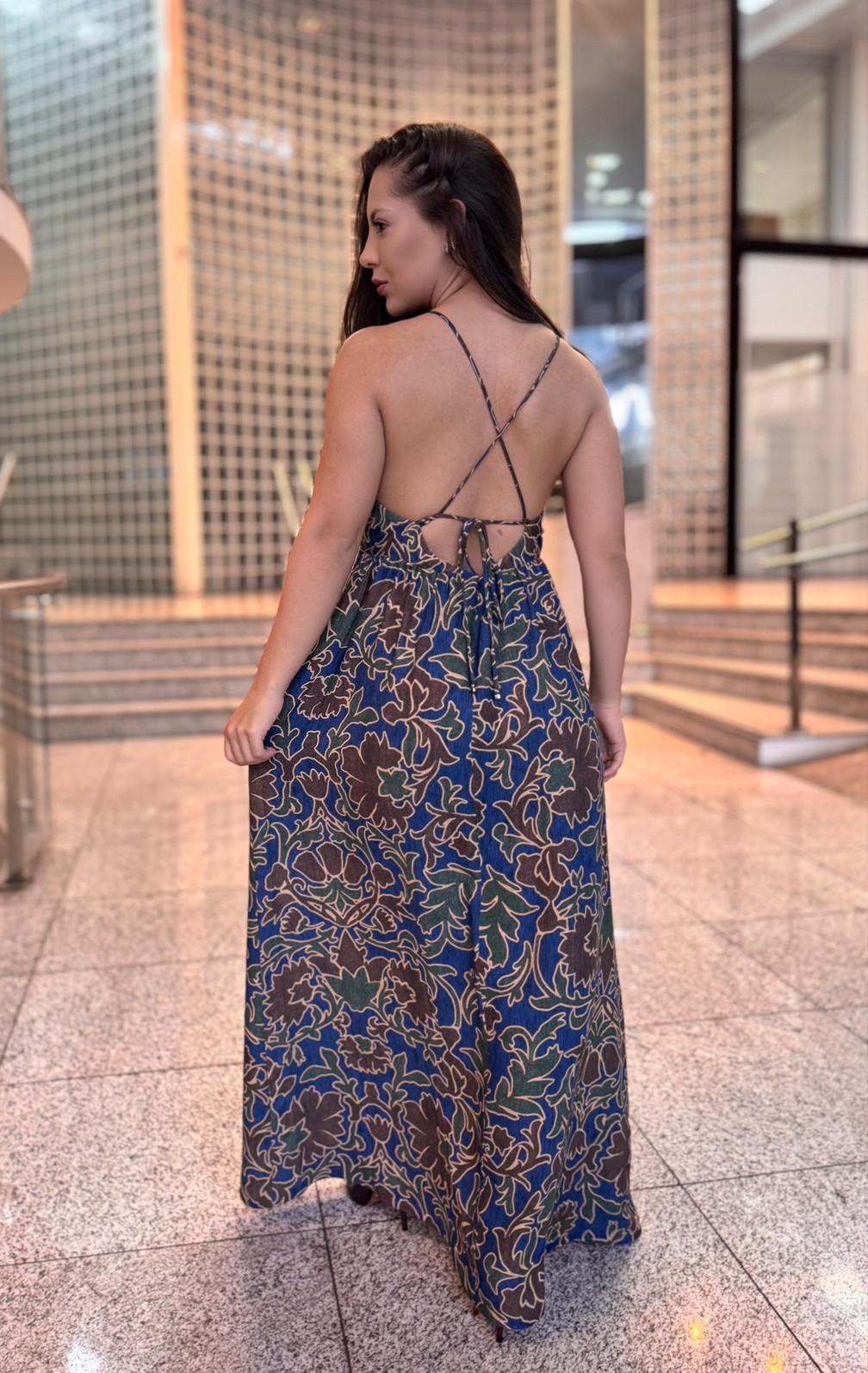 VESTIDO SOLTO LONGO AZUL MORENA ROSA