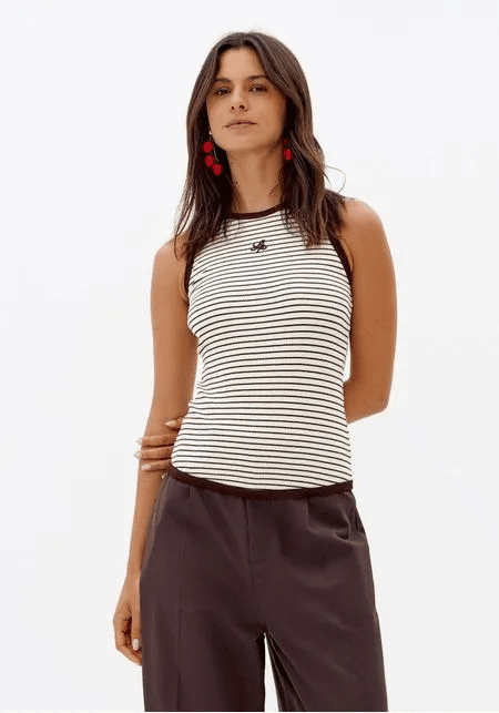BLUSA SEM MANGA LISTRADA LANÇA PERFUME BLUSA SEM MANGA LISTRADA LANÇA PERFUME
