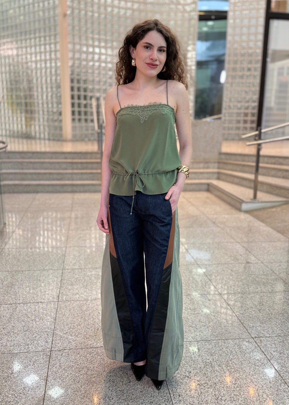 CALCA JEANS MIX SARJA COURO ANIMALE CALCA JEANS MIX SARJA COURO ANIMALE