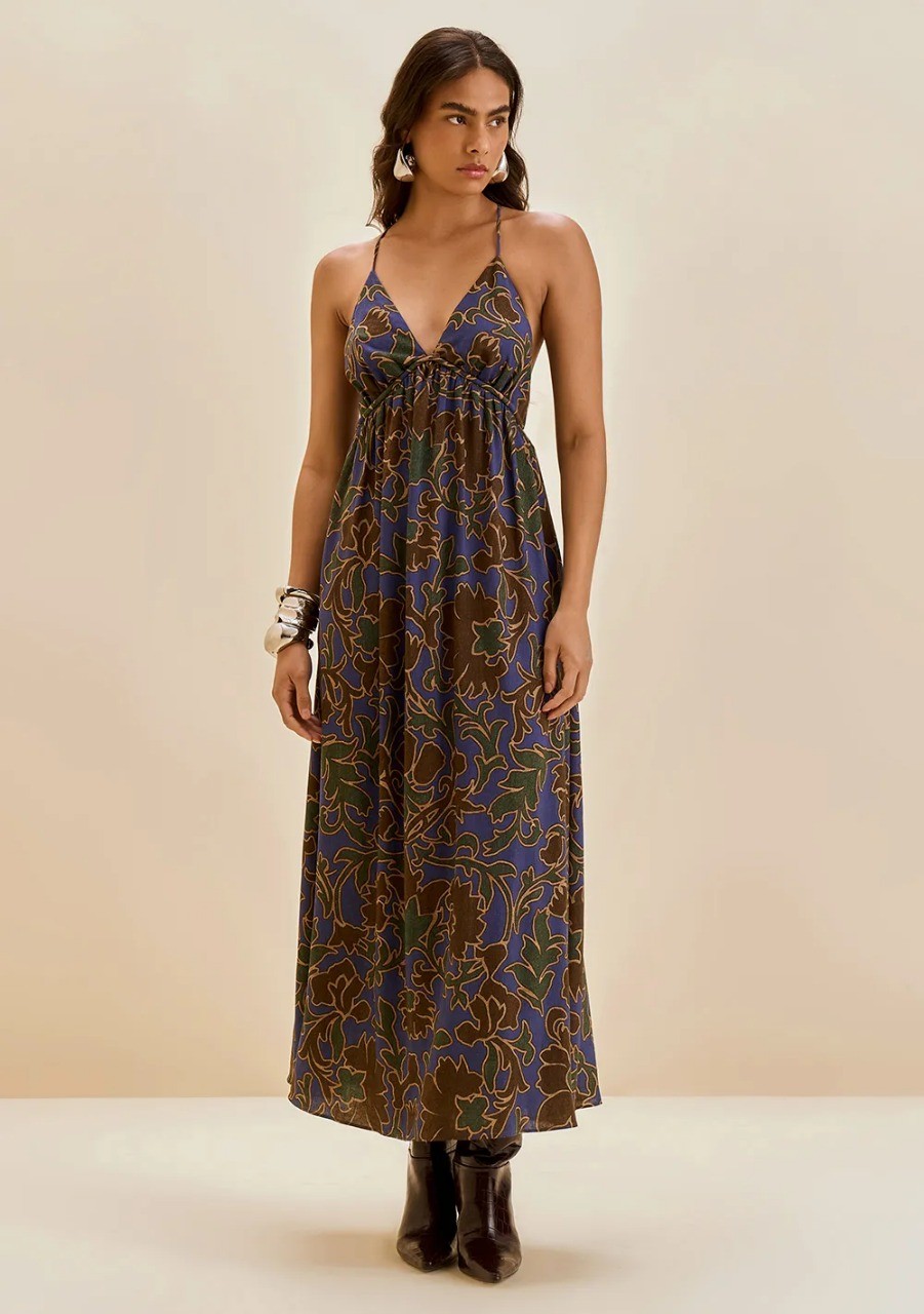 VESTIDO SOLTO LONGO AZUL MORENA ROSA