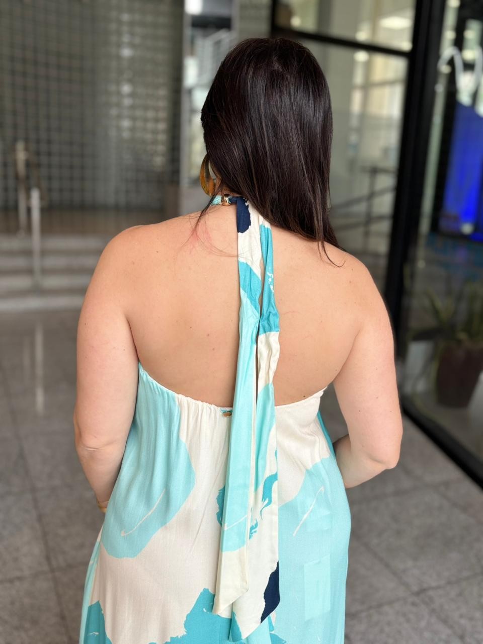 VESTIDO LONGO FRENTE UNICA ESTAMPADO AZUL LANÇA PERFUME VESTIDO LONGO FRENTE UNICA ESTAMPADO AZUL LANÇA PERFUME