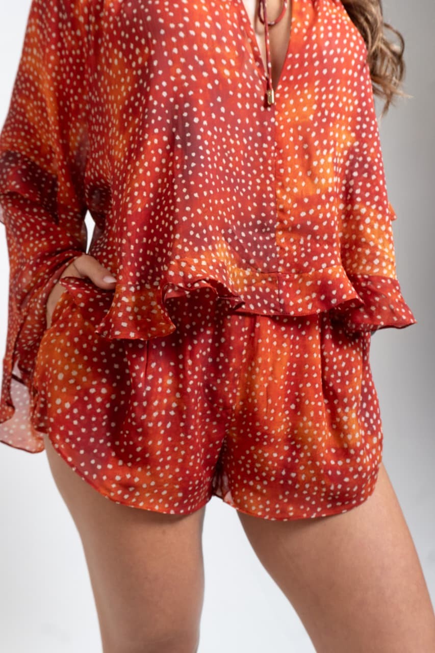 SHORT DE GEORGETTE CONCEPT TEXTURA VERMELHO ANIMALE SHORT DE GEORGETTE CONCEPT TEXTURA VERMELHO ANIMALE