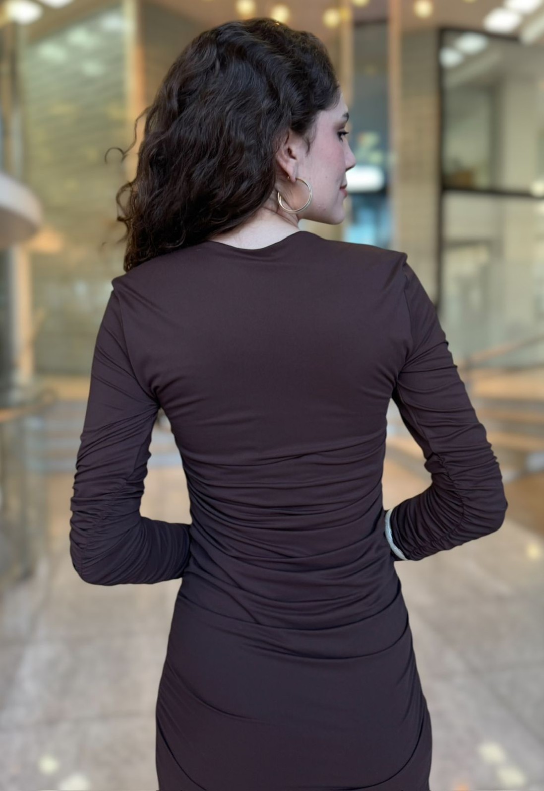 VESTIDO LONGO MARROM NOBUCK FRANZIDO FORUM