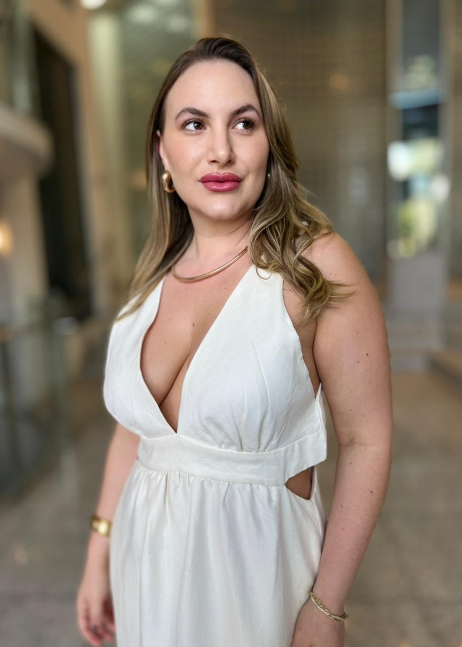 VESTIDO MIDI RECORTES OFF WHITE ANIMALE VESTIDO MIDI RECORTES OFF WHITE ANIMALE