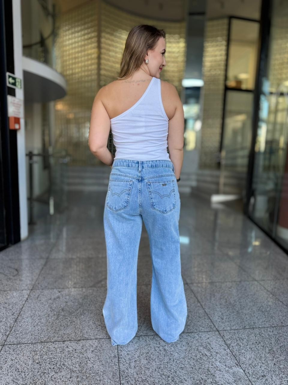 CALCA JEANS RAQUEL WIDE LEG INDIGO FORUM