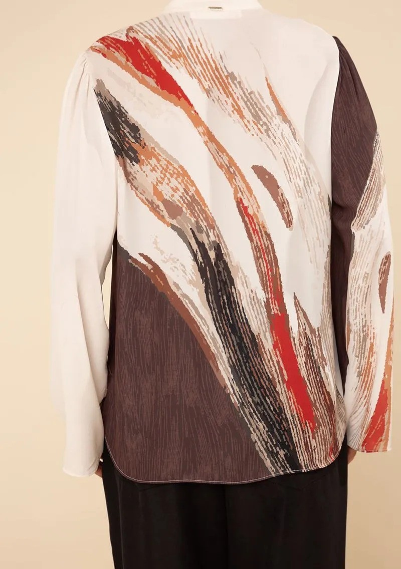 CAMISA SOLTA DECOTE V MANGA PADRAO MORENA ROSA