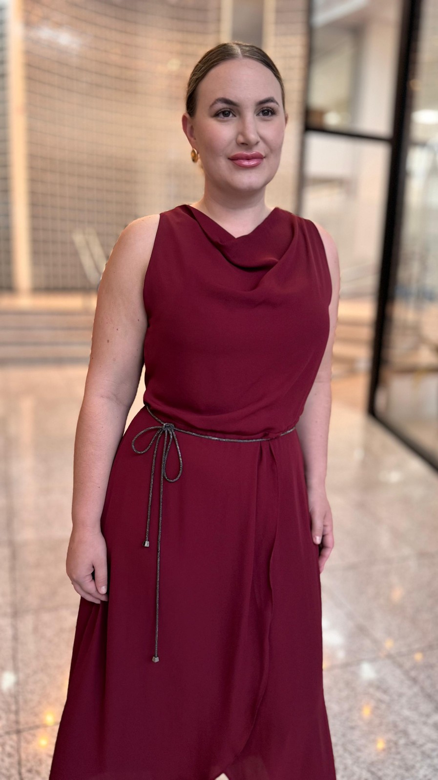 VESTIDO CAVA FRANCESA SEM MANGA LONGO BORDO MARIA VALENTINA