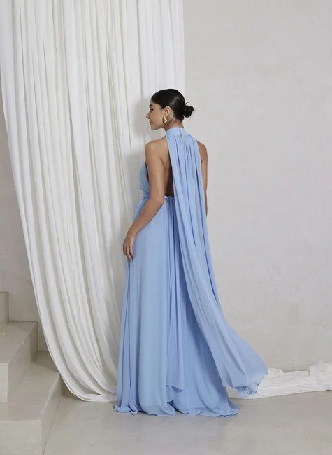 VESTIDO LONGO FRENTE ÚNICA AZUL CLARO VESTIDO LONGO FRENTE ÚNICA AZUL CLARO