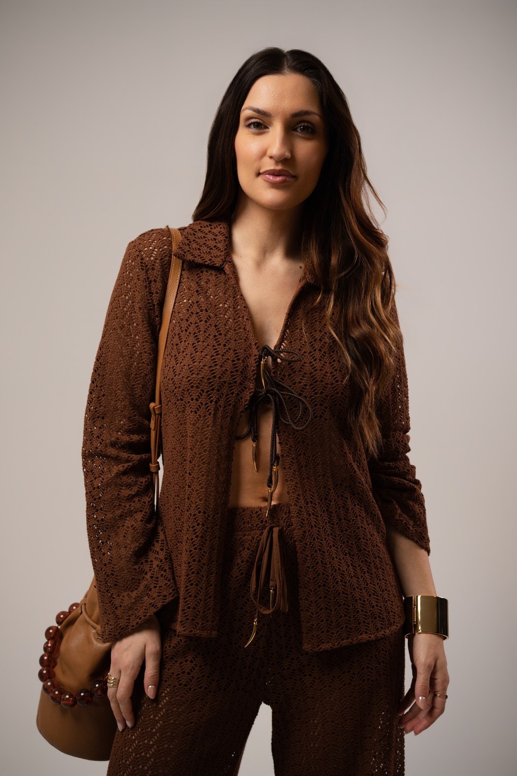 CAMISA COM TEXTURA MARROM TIRAMISU COLCCI CAMISA COM TEXTURA MARROM TIRAMISU COLCCI