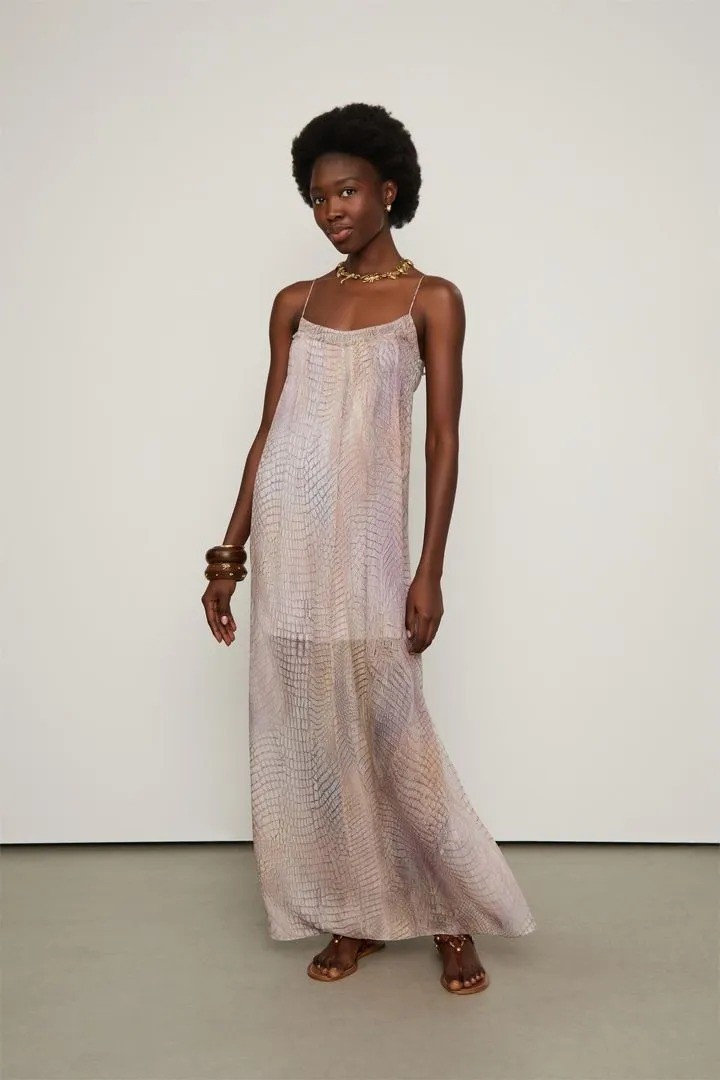VESTIDO LONGO CROCO SELVAGIA ANIMALE VESTIDO LONGO CROCO SELVAGIA ANIMALE