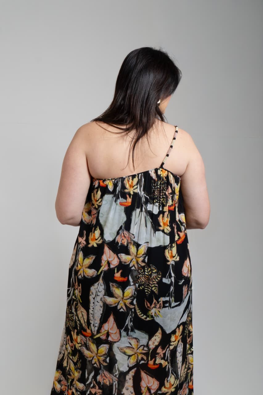 VESTIDO MIDI OMBRO FOLHAGEM MATA ANIMALE VESTIDO MIDI OMBRO FOLHAGEM MATA ANIMALE