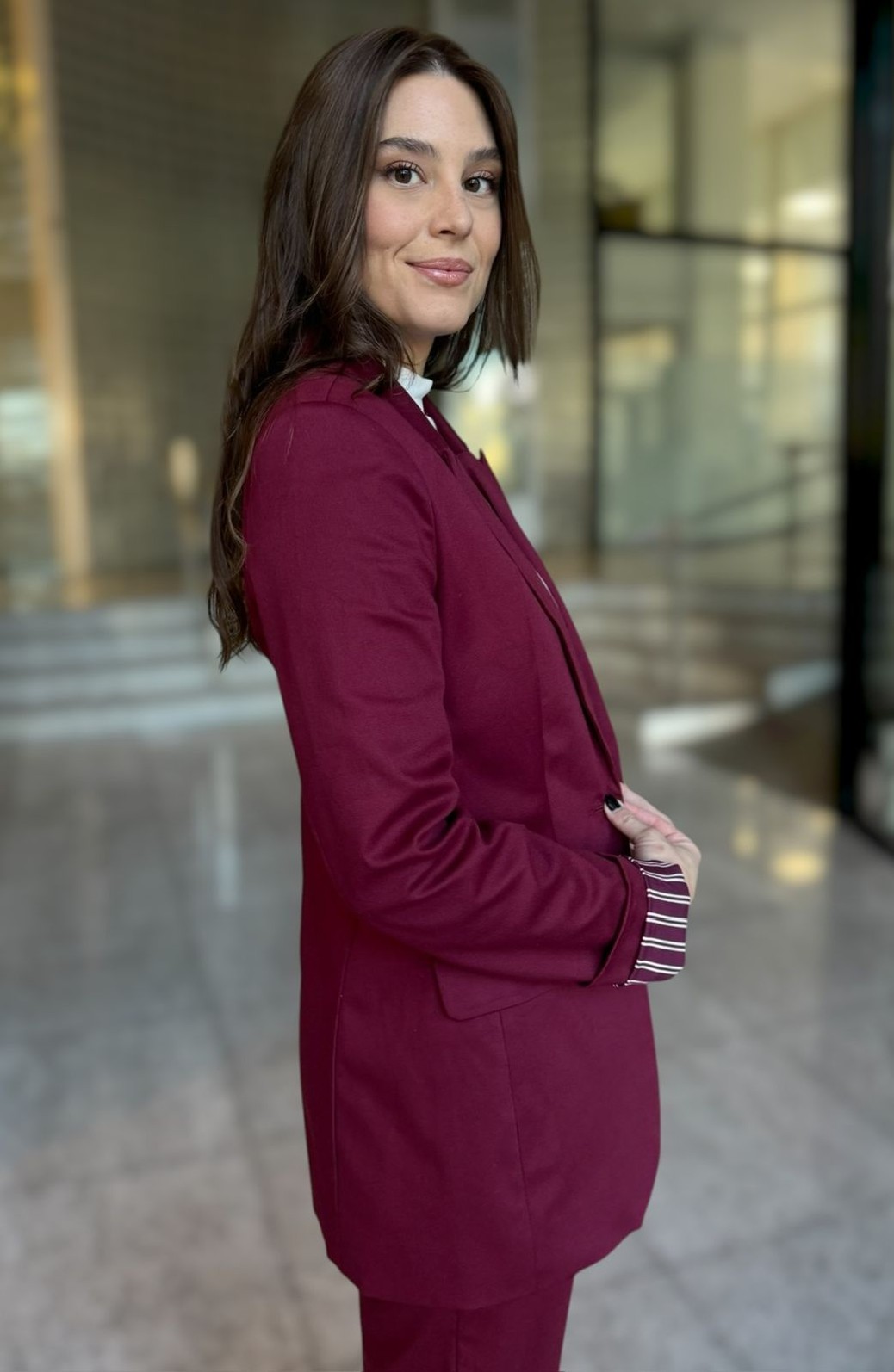 BLAZER SLIM MANGA LONGA BORDO LANÇA PERFUME