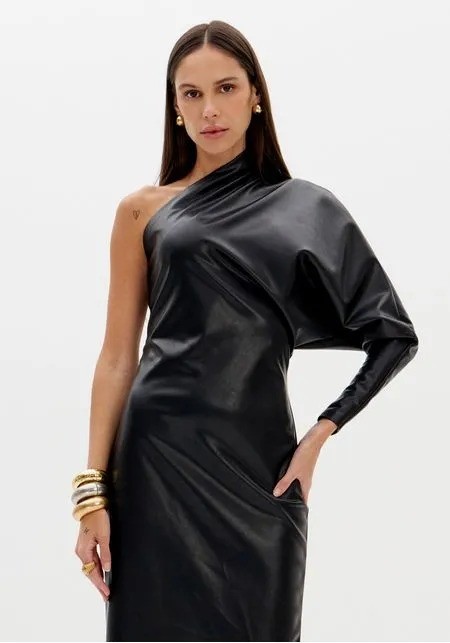 VESTIDO OMBRO UNICO SUPER MIDI PRETO LANÇA PERFUME VESTIDO OMBRO UNICO SUPER MIDI PRETO LANÇA PERFUME