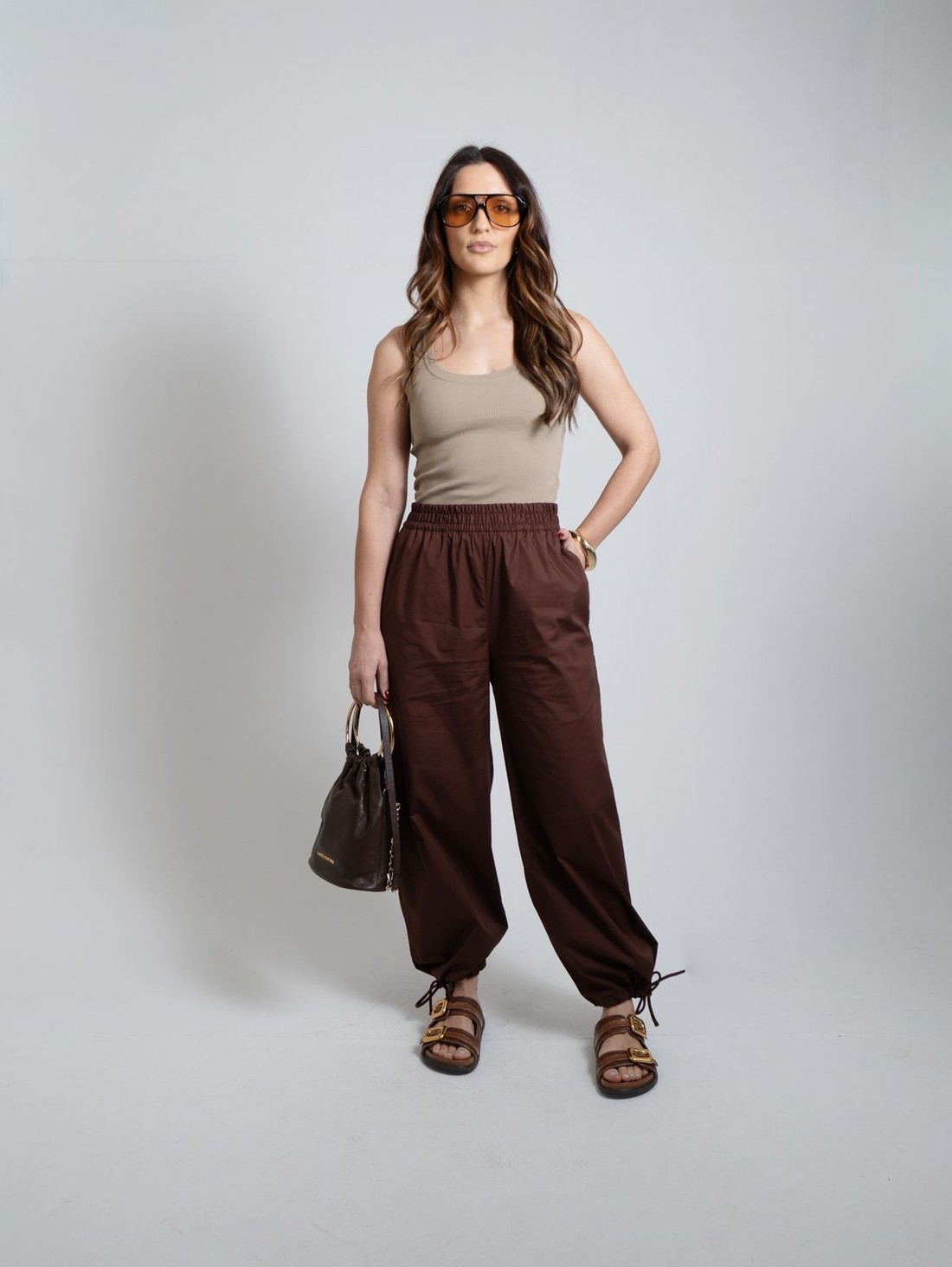 CALCA JOGGING ALTA  MARROM MORENA ROSA