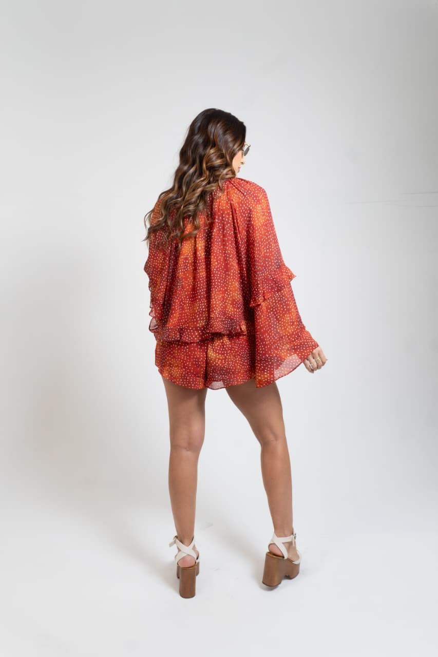 SHORT DE GEORGETTE CONCEPT TEXTURA VERMELHO ANIMALE SHORT DE GEORGETTE CONCEPT TEXTURA VERMELHO ANIMALE