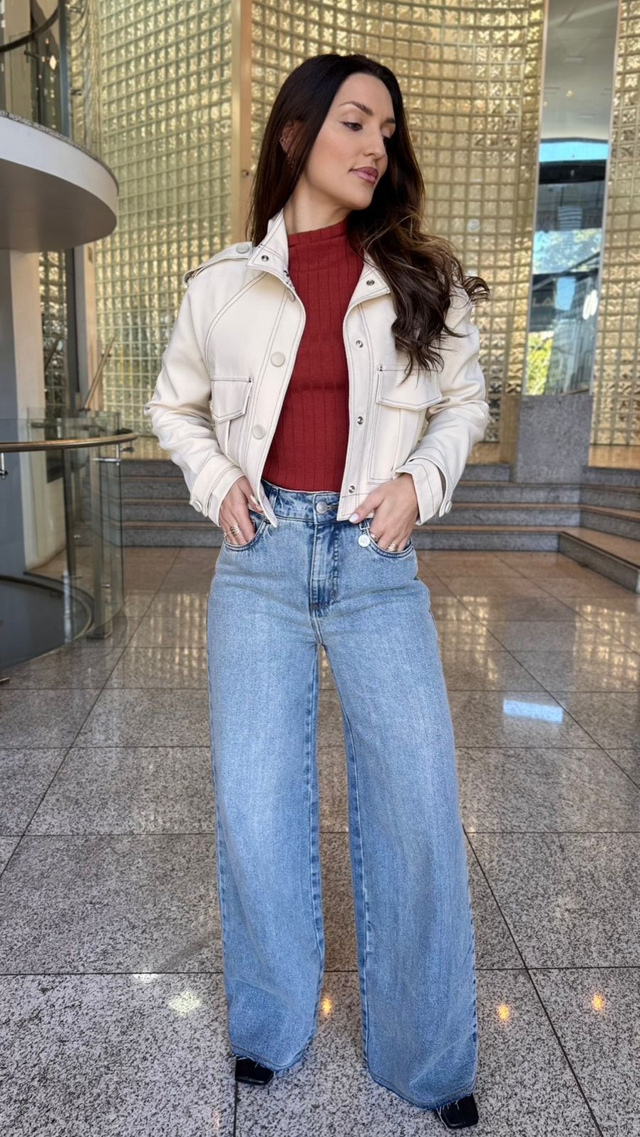 CALCA WIDE ALTA AZUL MORENA ROSA