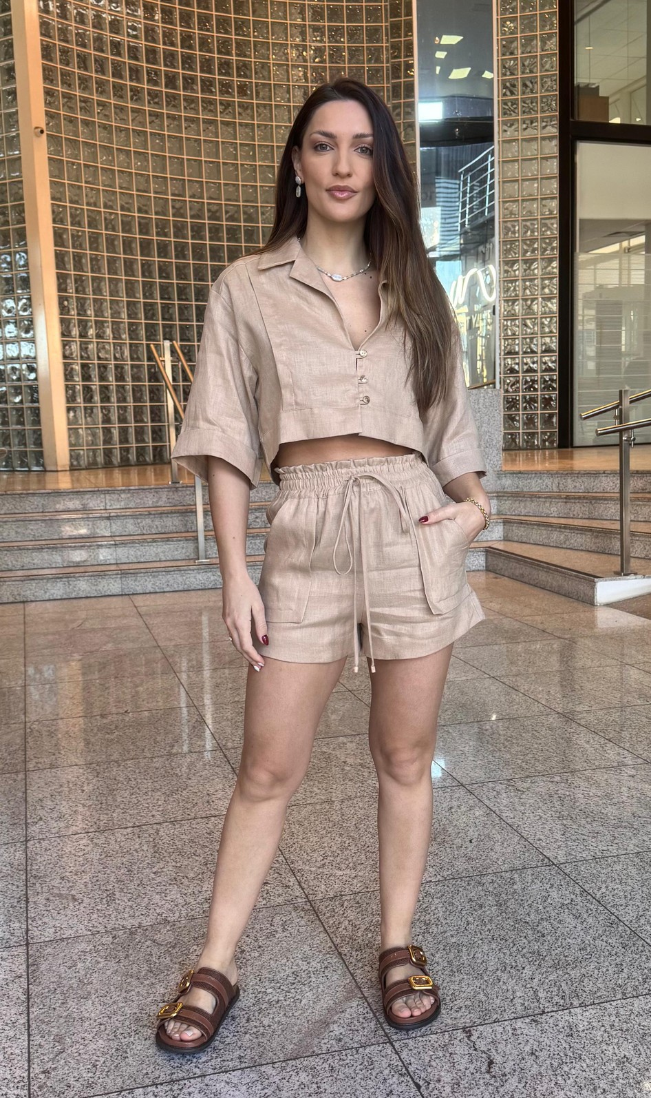 SHORT AMPLO DE LINHO NATURAL ANIMALE SHORT AMPLO DE LINHO NATURAL ANIMALE