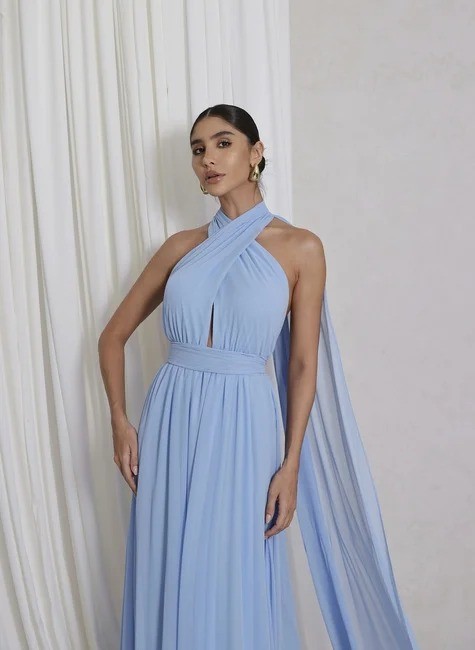 VESTIDO LONGO FRENTE ÚNICA AZUL CLARO VESTIDO LONGO FRENTE ÚNICA AZUL CLARO