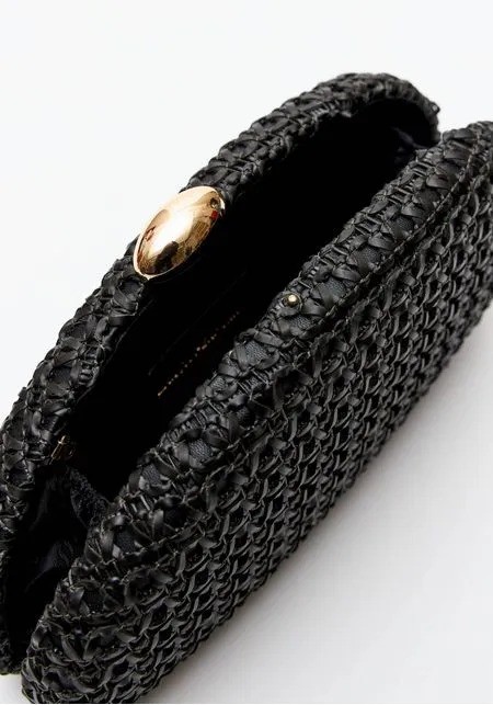 BOLSA CLUTCH PALHA COM PINGENTE LP PRETA LANÇA PERFUME BOLSA CLUTCH PALHA COM PINGENTE LP PRETA LANÇA PERFUME