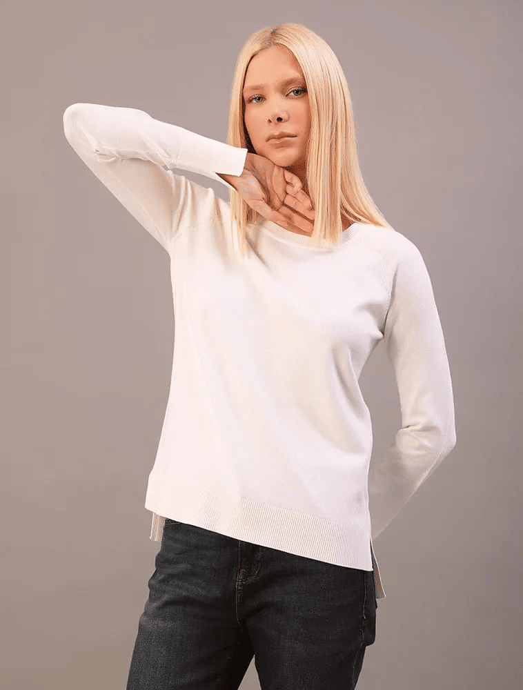 SUETER TRICOT BASICO GOLA CARECA OFF WHITE CALVIN KLEIN SUETER TRICOT BASICO GOLA CARECA OFF WHITE CALVIN KLEIN