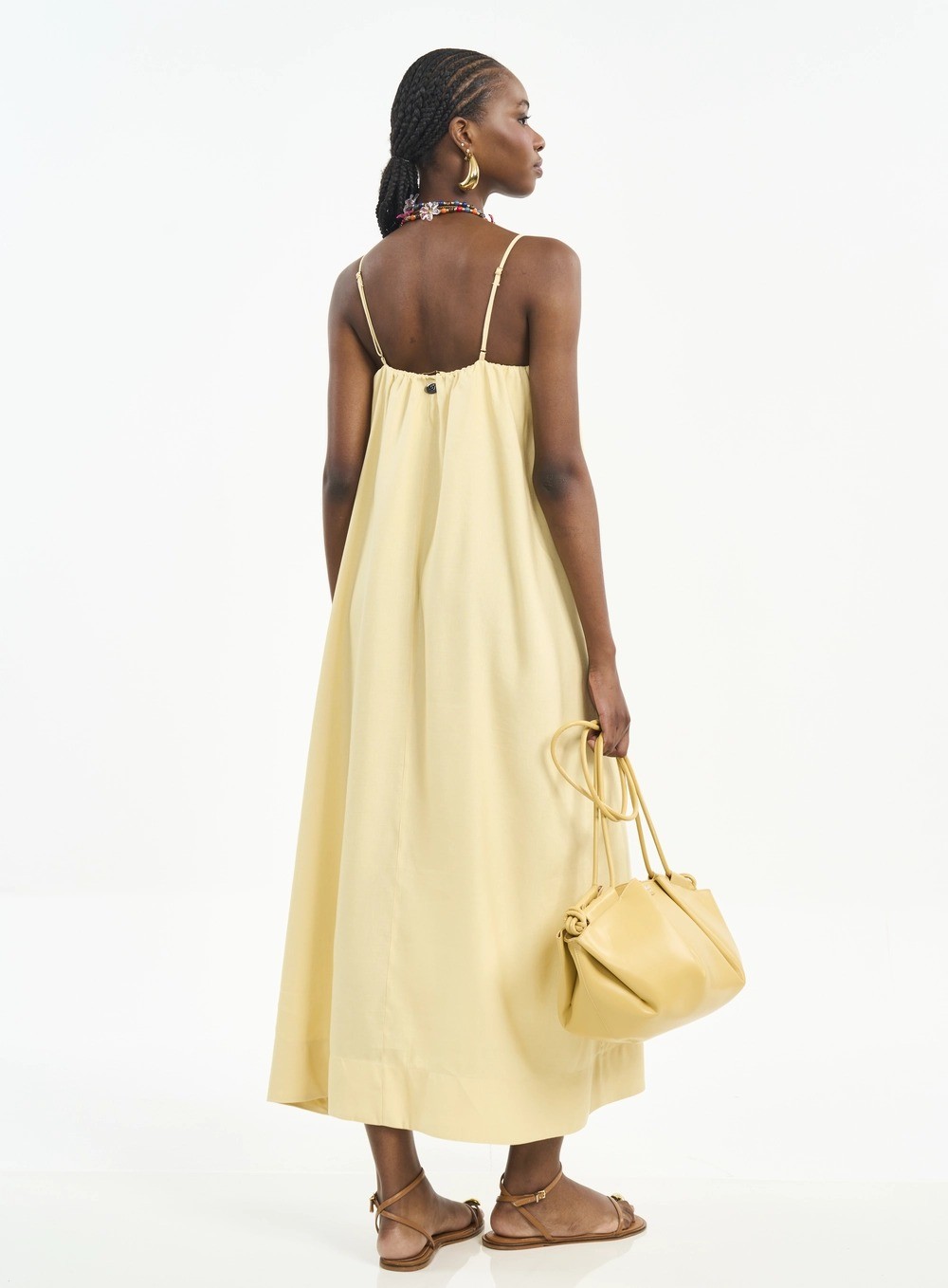 VESTIDO LINHO AMARELO SOLENE COLCCI VESTIDO LINHO AMARELO SOLENE COLCCI