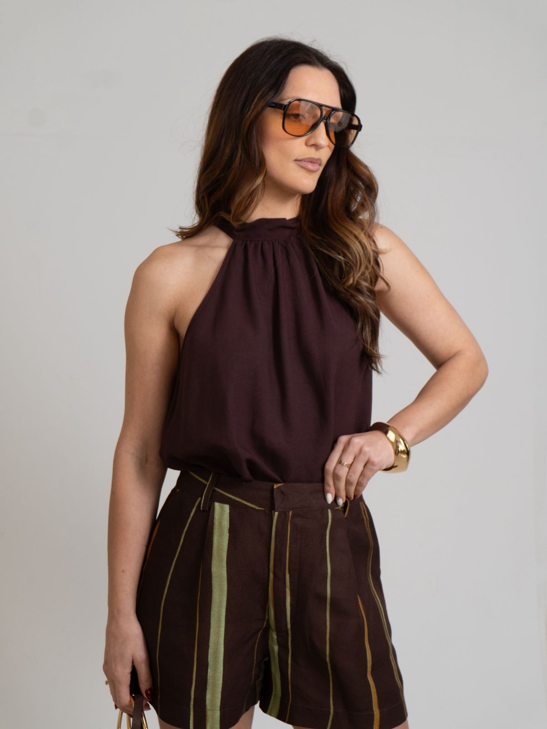 BLUSA LINHO  MARROM FORUM