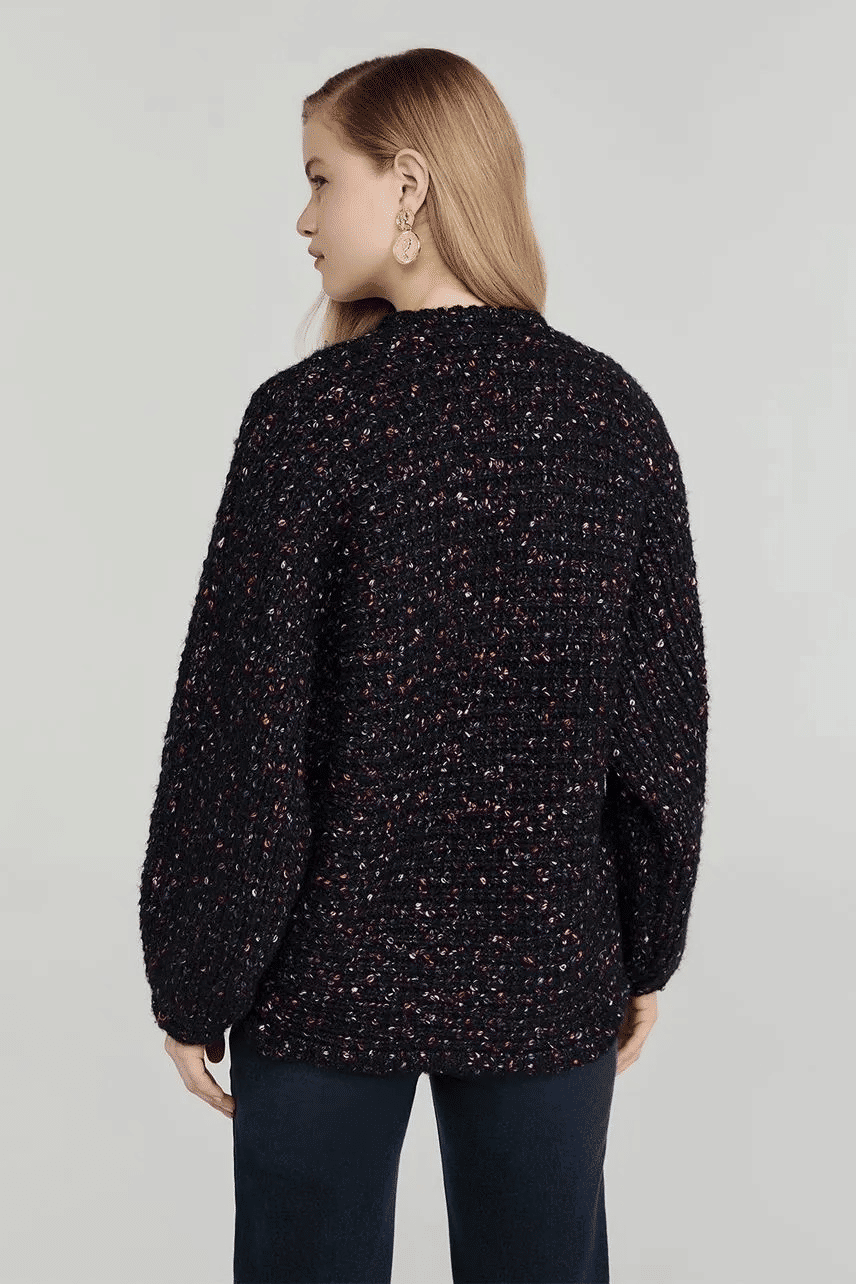 CASAQUETO TRICOT VERA PRETO MULTICOLORS ROSA NV CASAQUETO TRICOT VERA PRETO MULTICOLORS ROSA NV