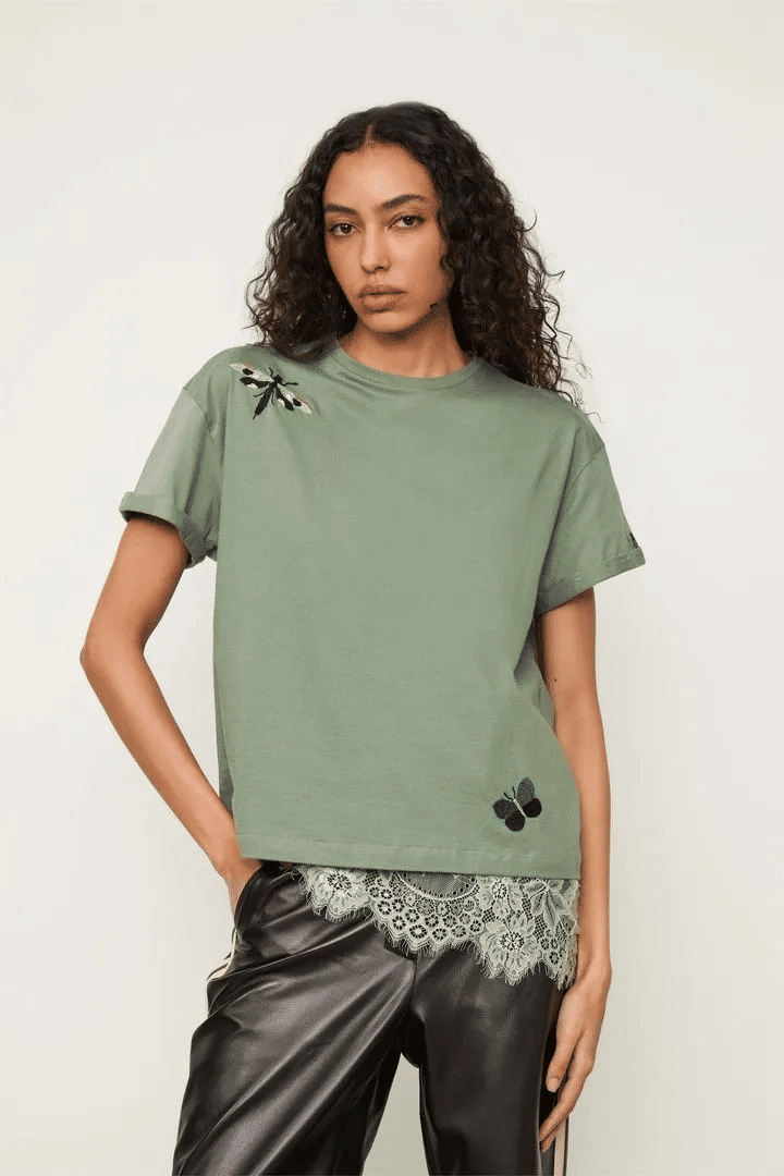 TSHIRT BORDADA INSETOS VERDE SÁLVIA ANIMALE TSHIRT BORDADA INSETOS VERDE SÁLVIA ANIMALE