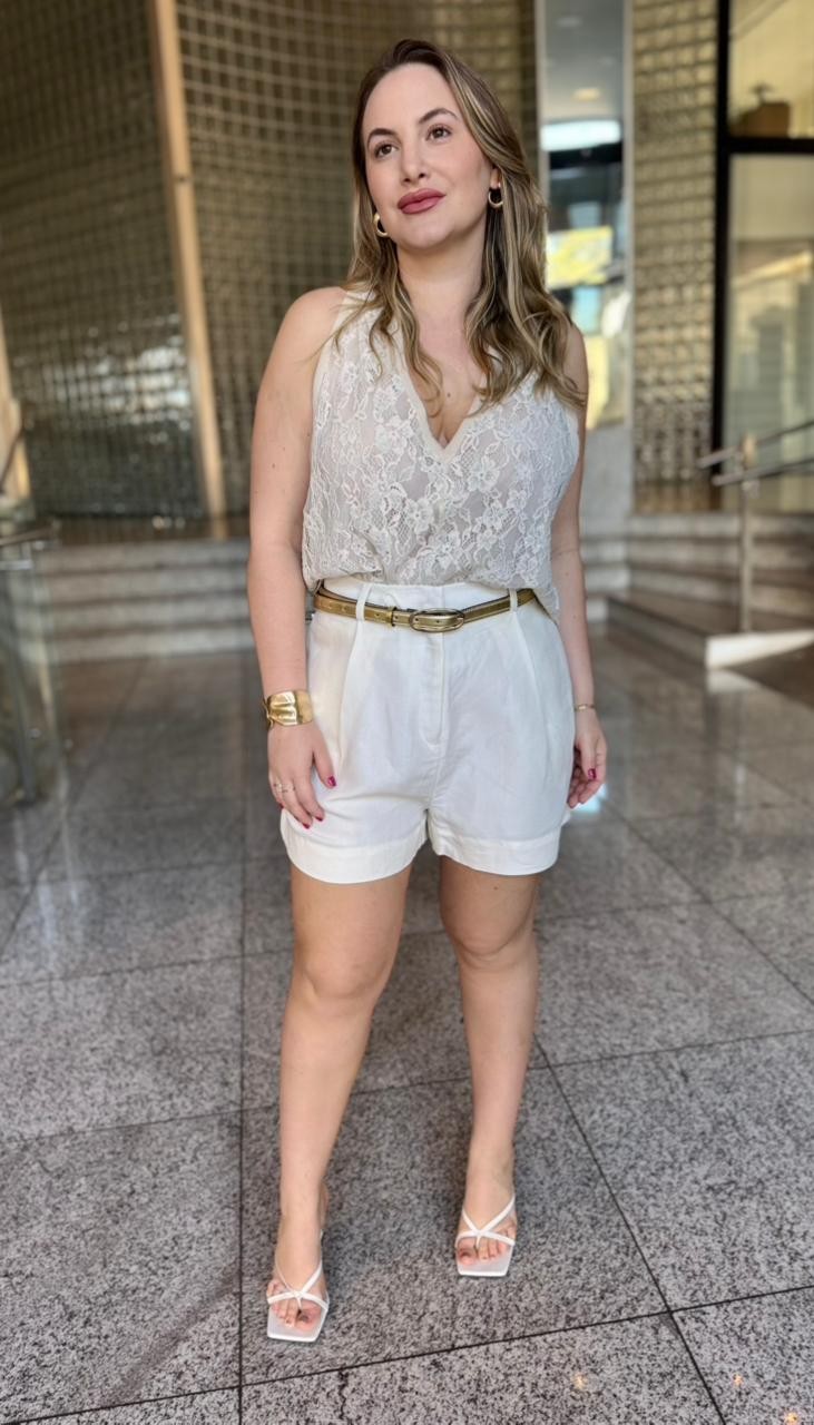 BLUSA DECOTE V CAVA FRANCESA DETALHE RENDA MORENA ROSA