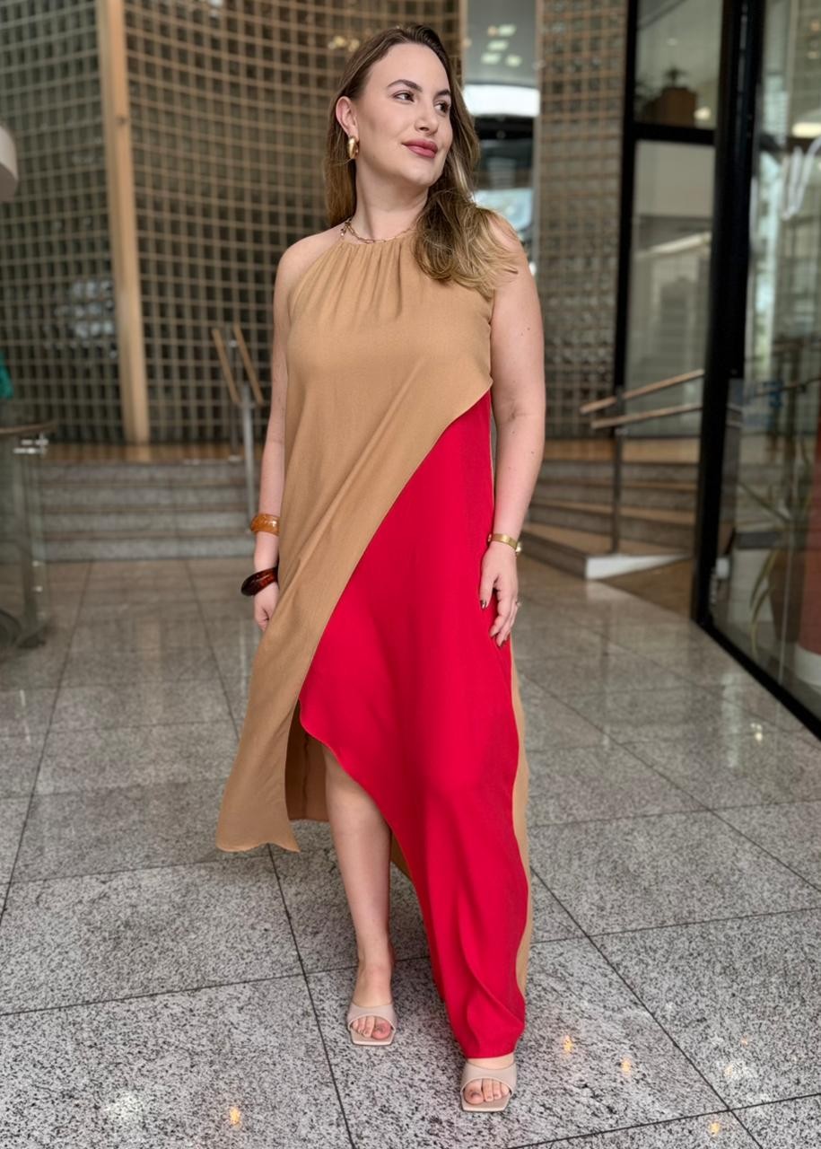 VESTIDO LONGO DECOTE REDONDO COM ALCAS MORENA ROSA VESTIDO LONGO DECOTE REDONDO COM ALCAS MORENA ROSA