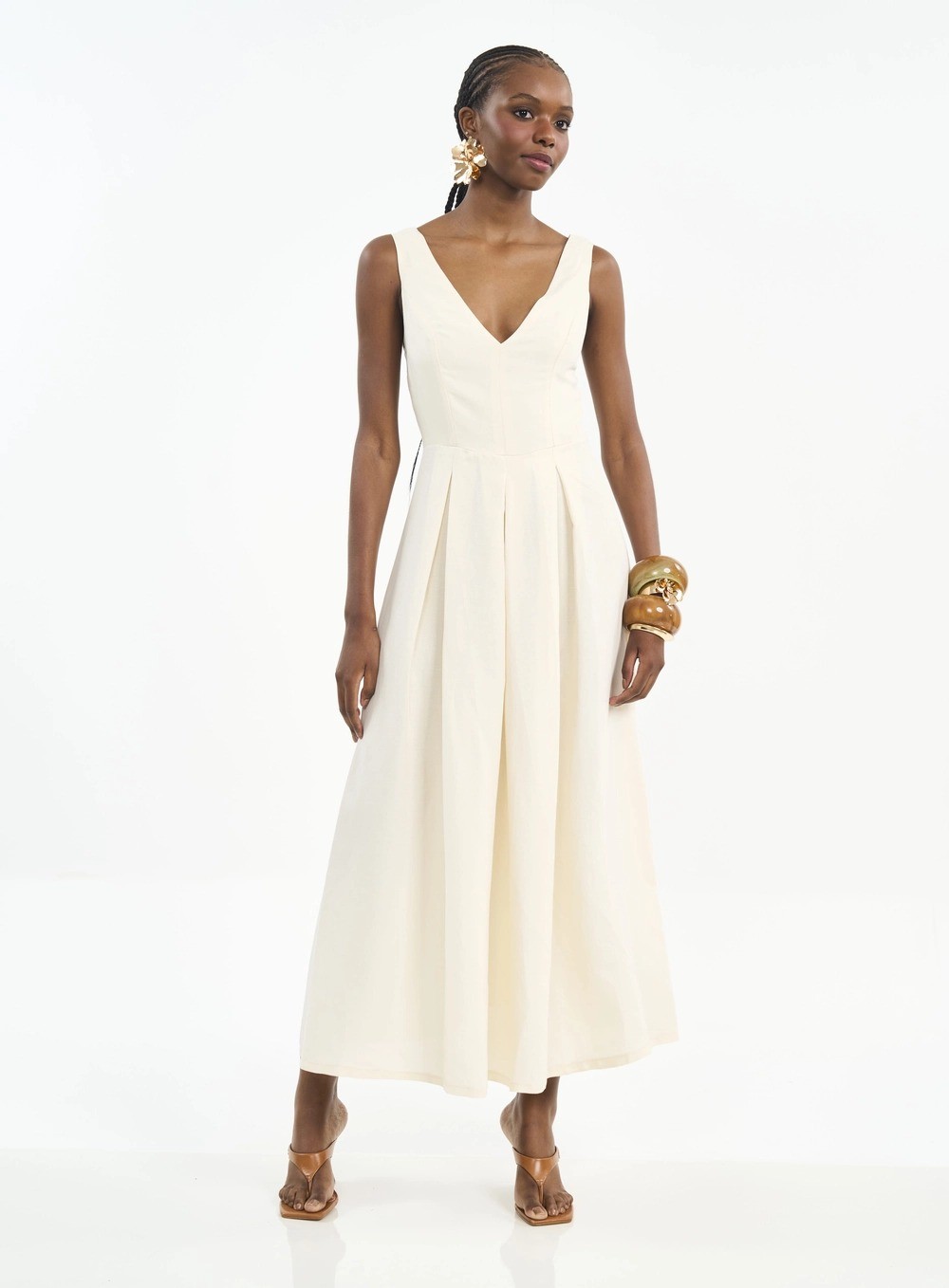 VESTIDO LINHO BEGE AFFOGATO COLCCI VESTIDO LINHO BEGE AFFOGATO COLCCI