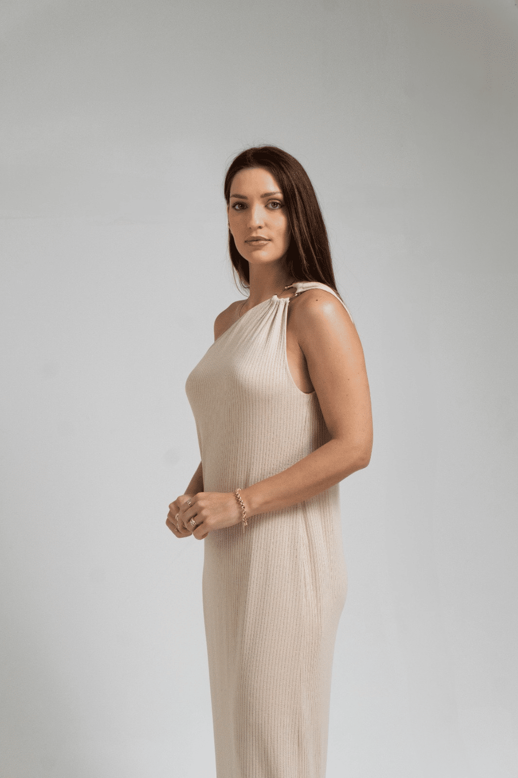 VESTIDO CANELADO BEGE PILAR FORUM VESTIDO CANELADO BEGE PILAR FORUM