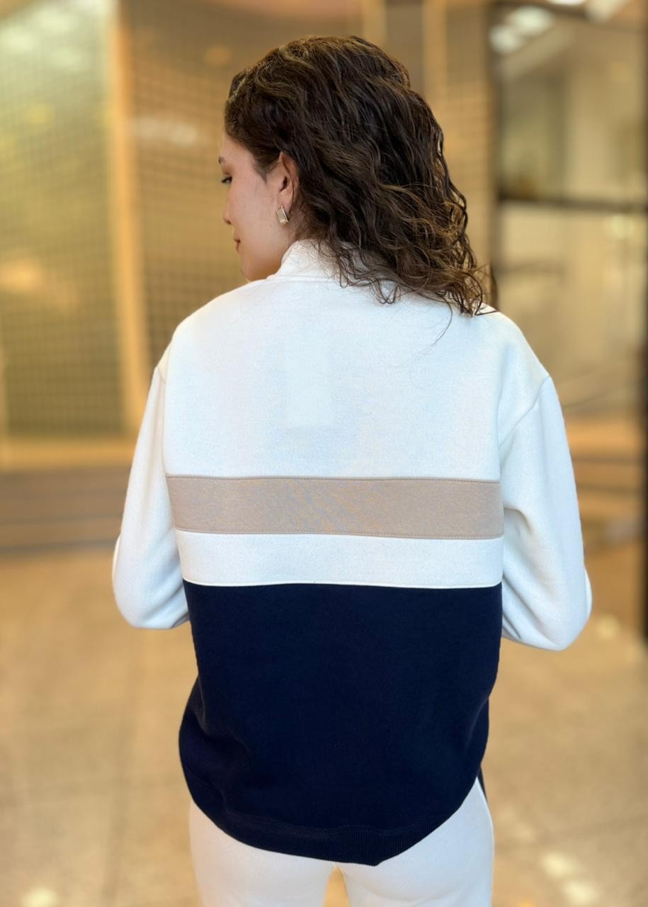 CASACO MOLETOM RECORTES OFF WHITE CALVIN KLEIN