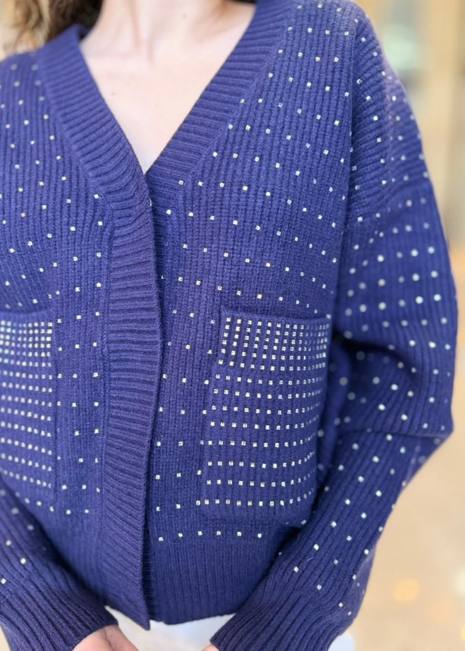 CARDIGAN GLIMMER AZUL MARINHO JOHN JOHN CARDIGAN GLIMMER AZUL MARINHO JOHN JOHN