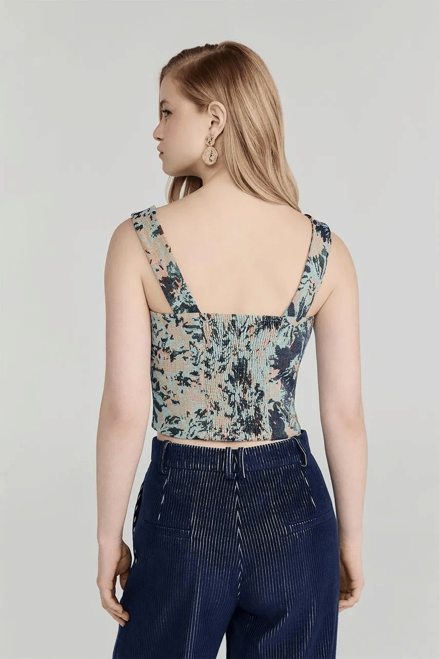 BLUSA FLORA AZUL DENIM NV