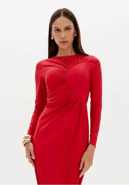 VESTIDO SUPER MIDI MANGA LONGA VERMELHO LANÇA PERFUME VESTIDO SUPER MIDI MANGA LONGA VERMELHO LANÇA PERFUME