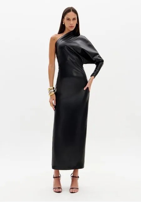 VESTIDO OMBRO UNICO SUPER MIDI PRETO LANÇA PERFUME VESTIDO OMBRO UNICO SUPER MIDI PRETO LANÇA PERFUME