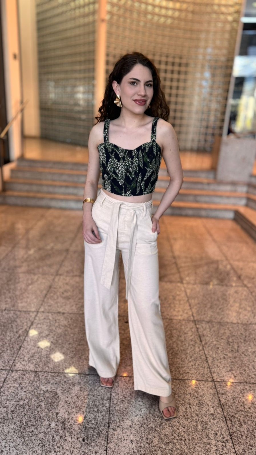 CALCA PANTALONA ALTA BEGE MORENA ROSA CALCA PANTALONA ALTA BEGE MORENA ROSA