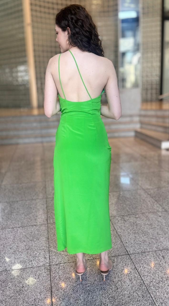 VESTIDO LONGO DE SEDA UM OMBRO ANIMALE VESTIDO LONGO DE SEDA UM OMBRO ANIMALE