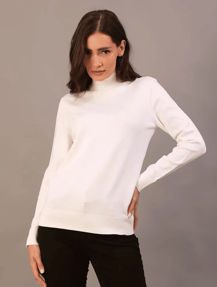 SUETER TRICOT BASICO GOLA ALTA OFF WHITE CALVIN KLEIN SUETER TRICOT BASICO GOLA ALTA OFF WHITE CALVIN KLEIN