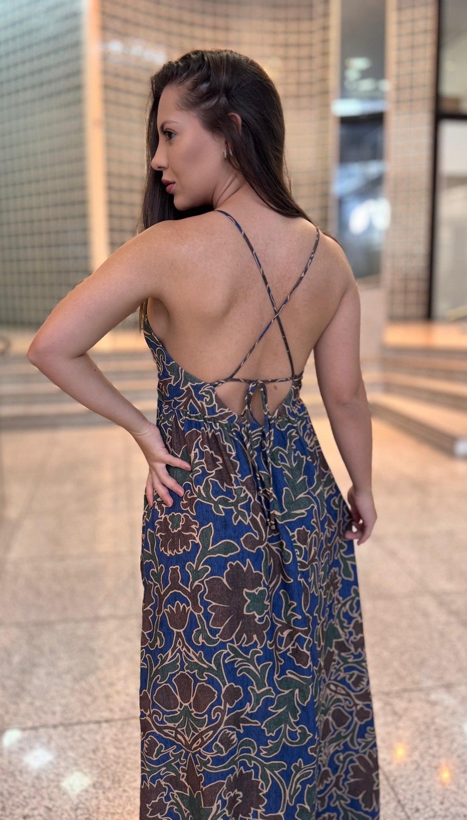 VESTIDO SOLTO LONGO AZUL MORENA ROSA