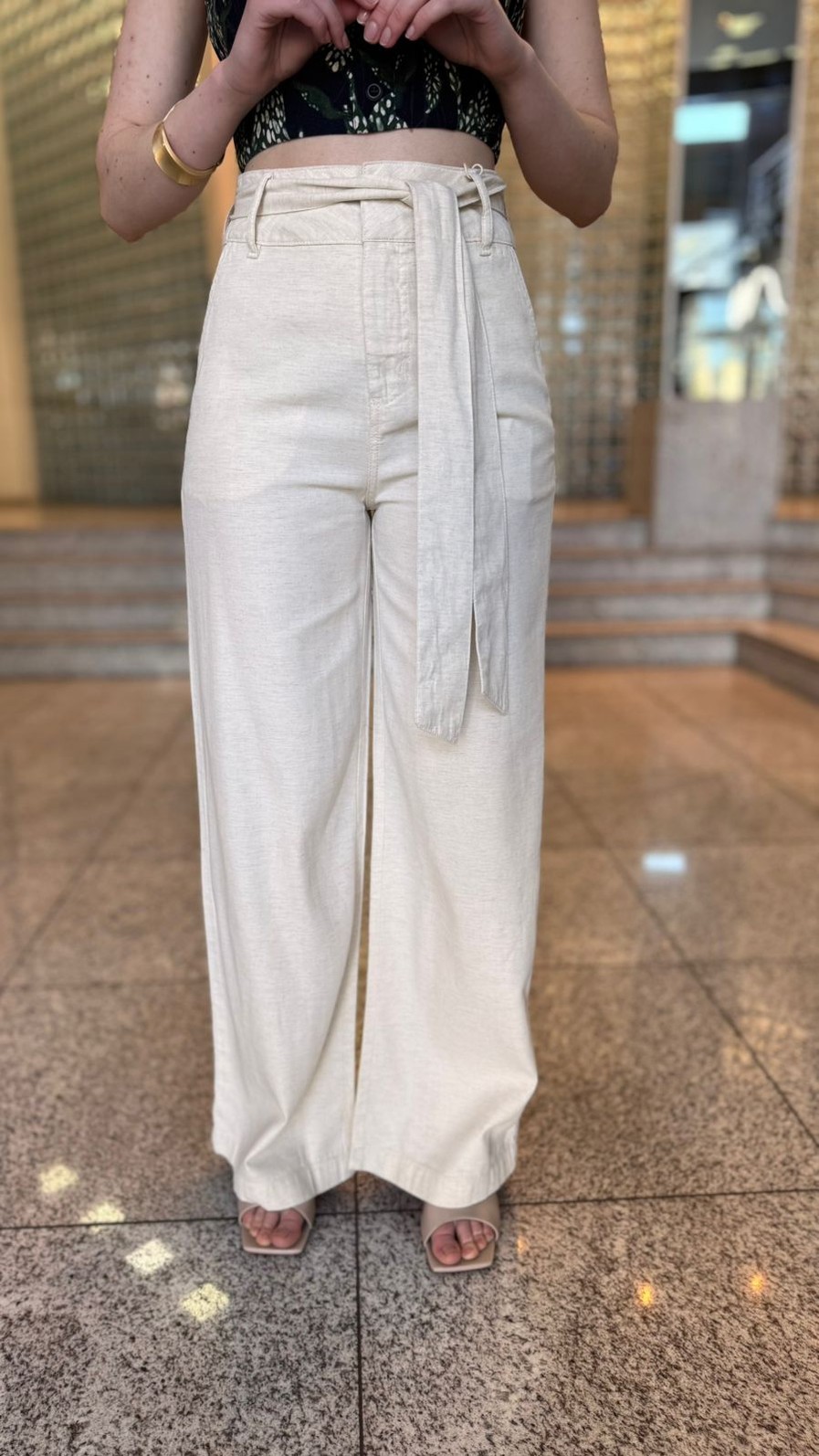 CALCA PANTALONA ALTA BEGE MORENA ROSA CALCA PANTALONA ALTA BEGE MORENA ROSA