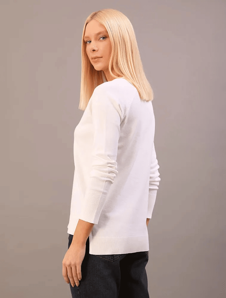 SUETER TRICOT BASICO GOLA CARECA OFF WHITE CALVIN KLEIN SUETER TRICOT BASICO GOLA CARECA OFF WHITE CALVIN KLEIN